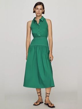 NWT Tobie Drop-Waist Midi Shirtdress by Exquise